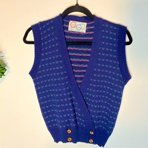 90s vintage sleeveless navy embroidered sweater vest
